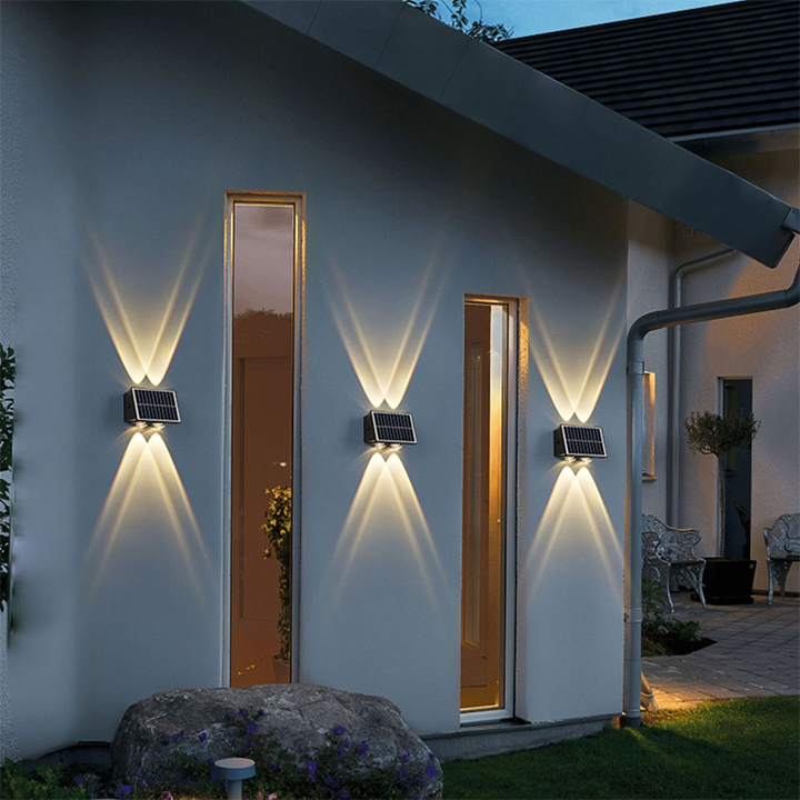 Moderne Einfachheit Solar wasserdichte rechteckige ABS PMMA LED Wandleuchte Lampe für den Außenbereich Terrasse