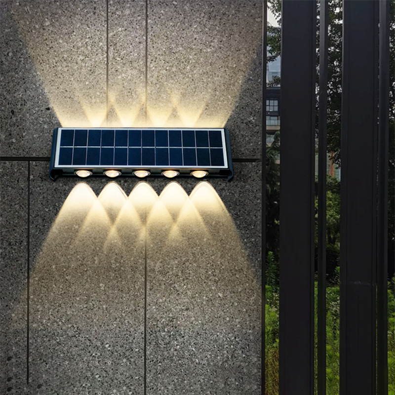 Moderne Einfachheit Solar wasserdichte rechteckige ABS PMMA LED Wandleuchte Lampe für den Außenbereich Terrasse