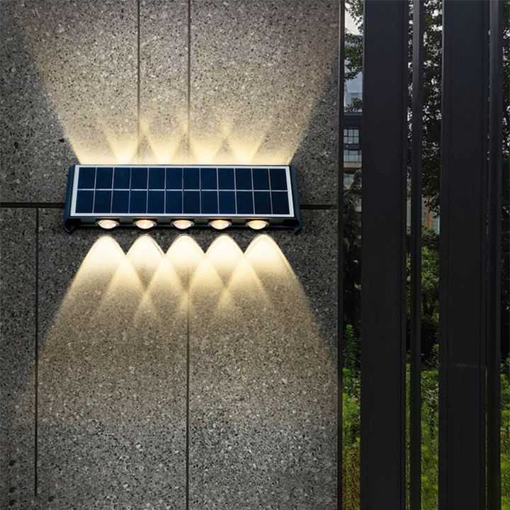 Moderne Einfachheit Solar wasserdichte rechteckige ABS PMMA LED Wandleuchte Lampe für den Außenbereich Terrasse