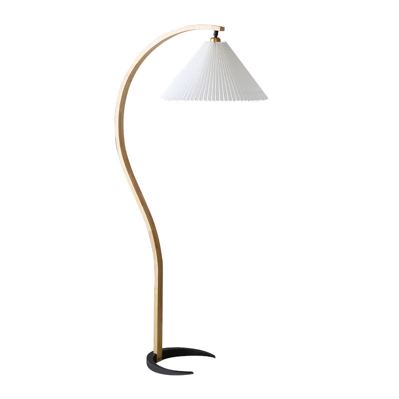 Gebogene Holz-Stehlampe