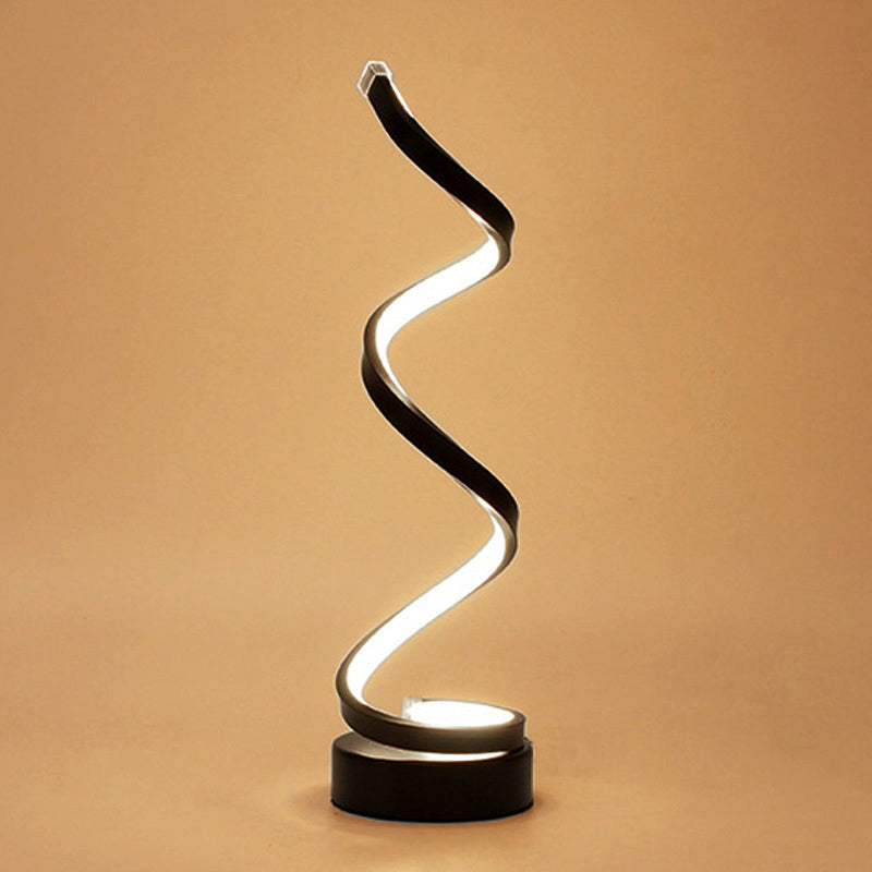 Spiral Ribbon Metall Tischlampe Einfachheit Schwarz/Weiß/Gold LED Arbeitsbeleuchtung mit runder Basis in Warm/Weiß Licht
