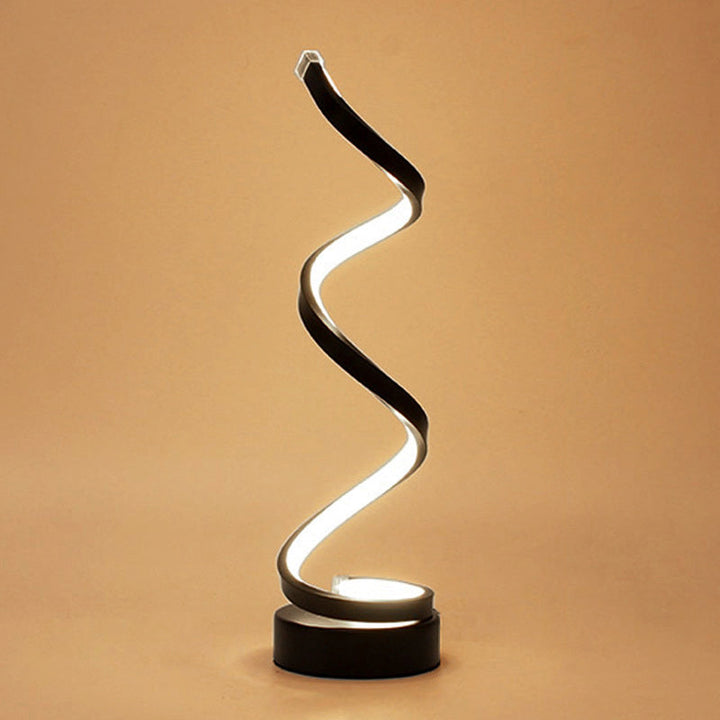 Spiral Ribbon Metall Tischlampe Einfachheit Schwarz/Weiß/Gold LED Arbeitsbeleuchtung mit runder Basis in Warm/Weiß Licht