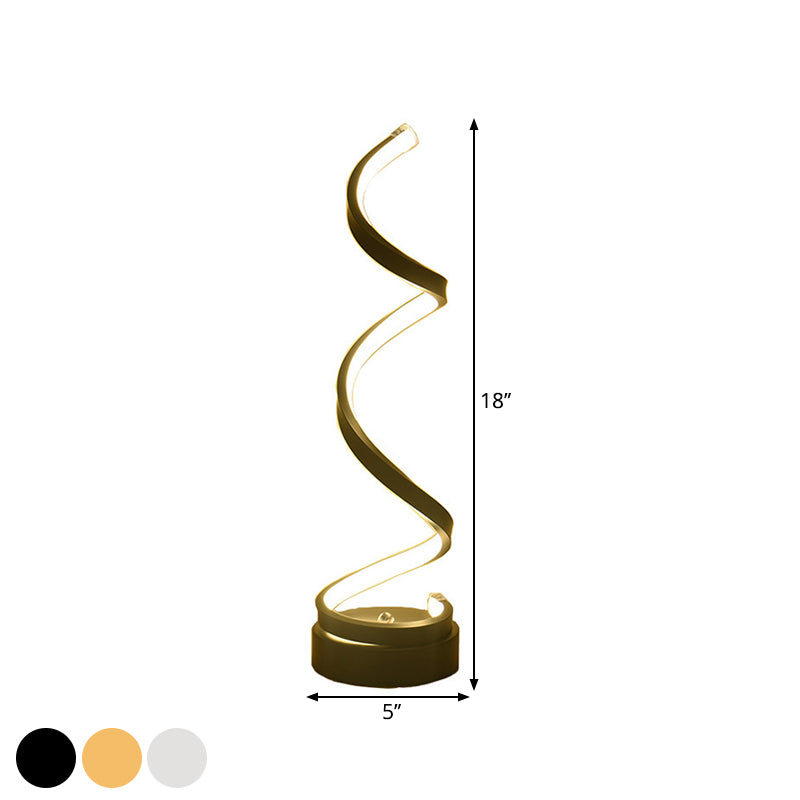 Spiral Ribbon Metall Tischlampe Einfachheit Schwarz/Weiß/Gold LED Arbeitsbeleuchtung mit runder Basis in Warm/Weiß Licht
