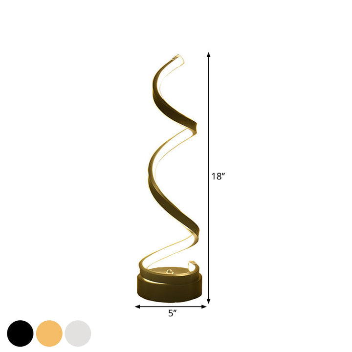 Spiral Ribbon Metall Tischlampe Einfachheit Schwarz/Weiß/Gold LED Arbeitsbeleuchtung mit runder Basis in Warm/Weiß Licht