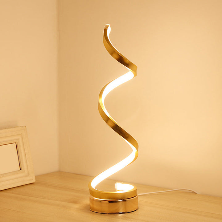 Spiral Ribbon Metall Tischlampe Einfachheit Schwarz/Weiß/Gold LED Arbeitsbeleuchtung mit runder Basis in Warm/Weiß Licht