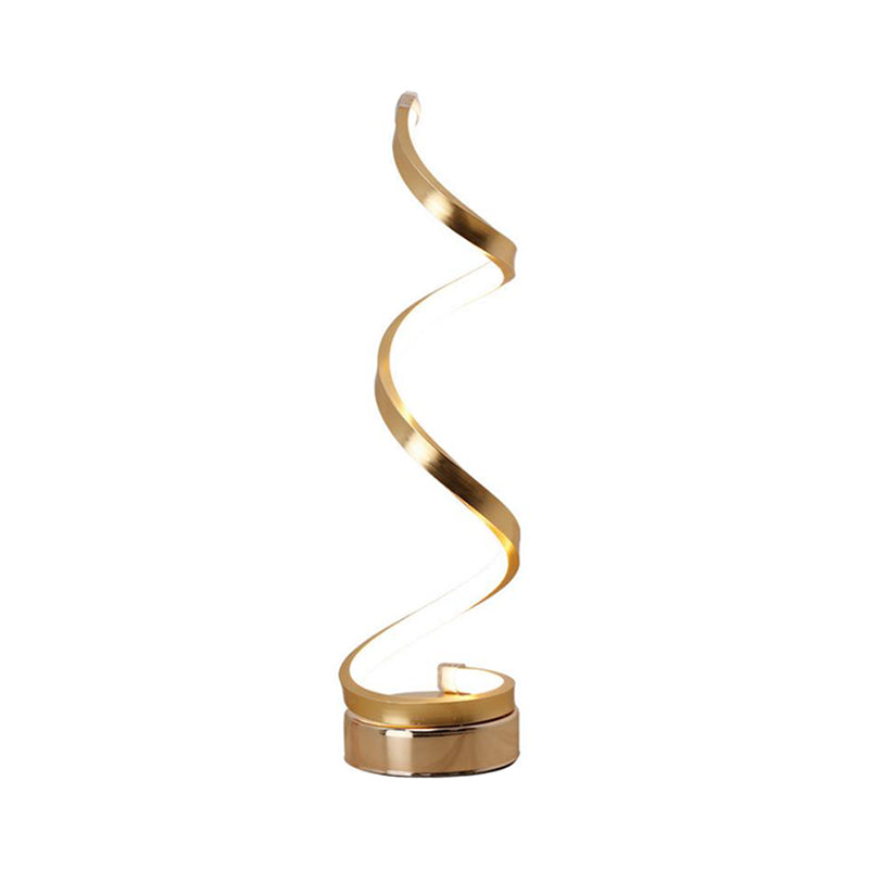 Spiral Ribbon Metall Tischlampe Einfachheit Schwarz/Weiß/Gold LED Arbeitsbeleuchtung mit runder Basis in Warm/Weiß Licht