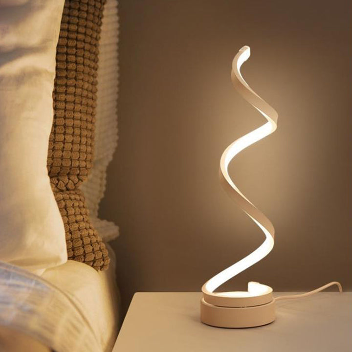 Spiral Ribbon Metall Tischlampe Einfachheit Schwarz/Weiß/Gold LED Arbeitsbeleuchtung mit runder Basis in Warm/Weiß Licht