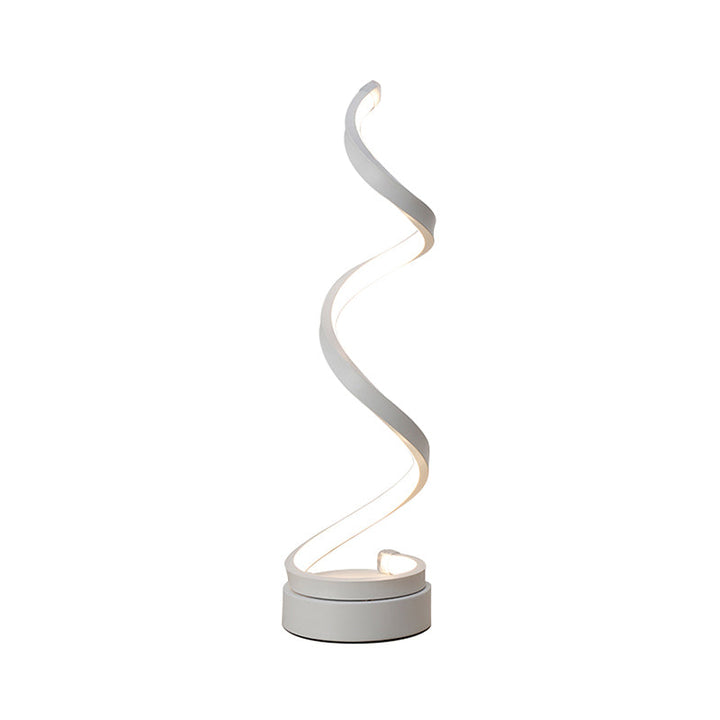 Spiral Ribbon Metall Tischlampe Einfachheit Schwarz/Weiß/Gold LED Arbeitsbeleuchtung mit runder Basis in Warm/Weiß Licht