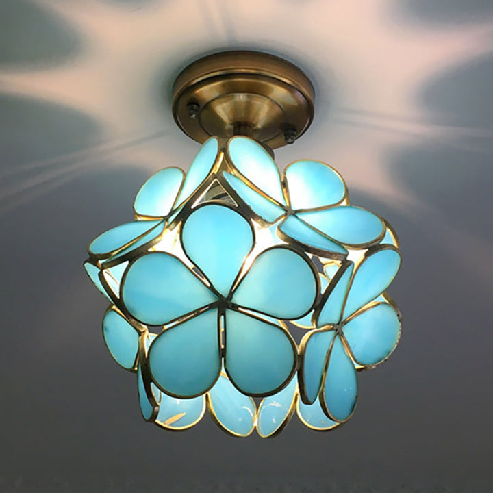 PetalLume – Retro-Glas-Deckenlampe mit Blumen