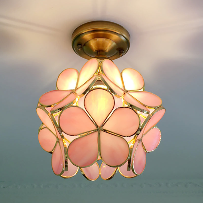 PetalLume – Retro-Glas-Deckenlampe mit Blumen