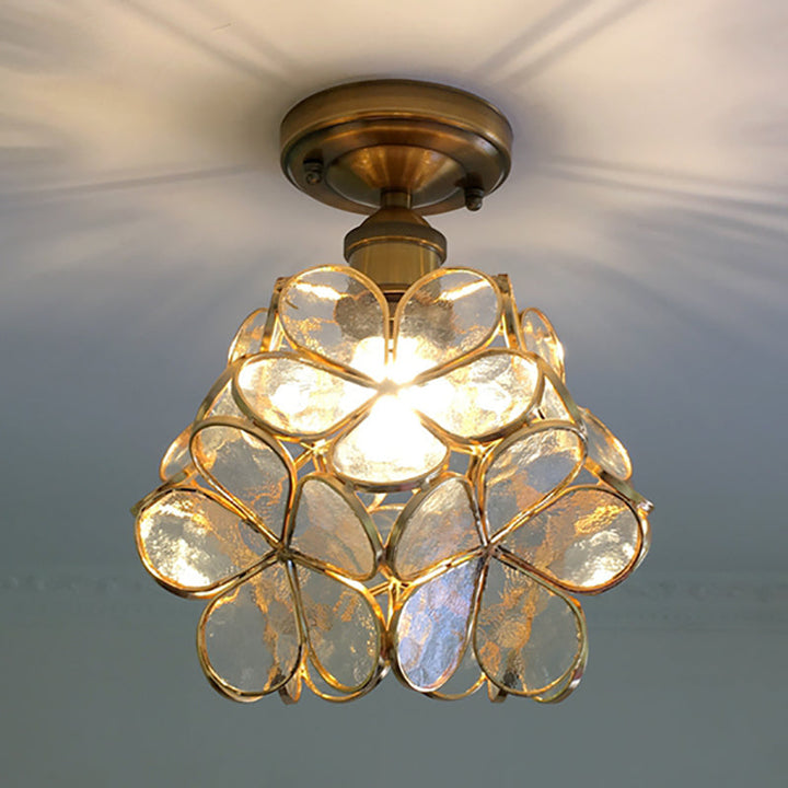 PetalLume – Retro-Glas-Deckenlampe mit Blumen