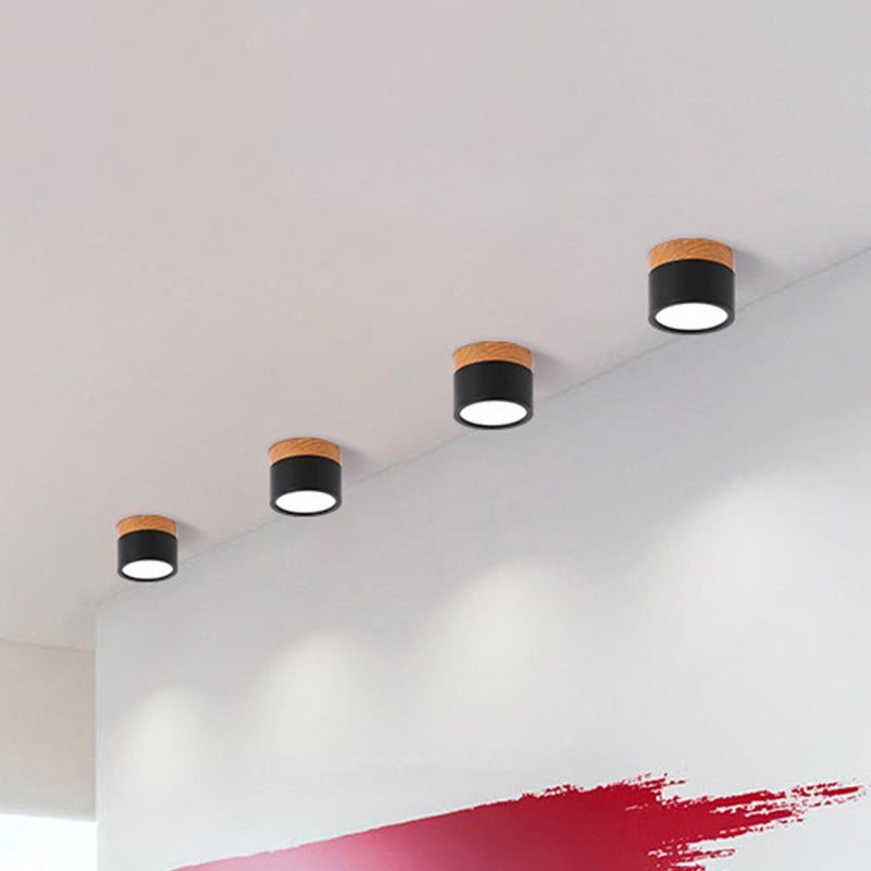 Moderne Macaron Deckenlampe – Kompakte Metall/Holz Deckenleuchte für Küche und Bar in Gelb, Blue und Black