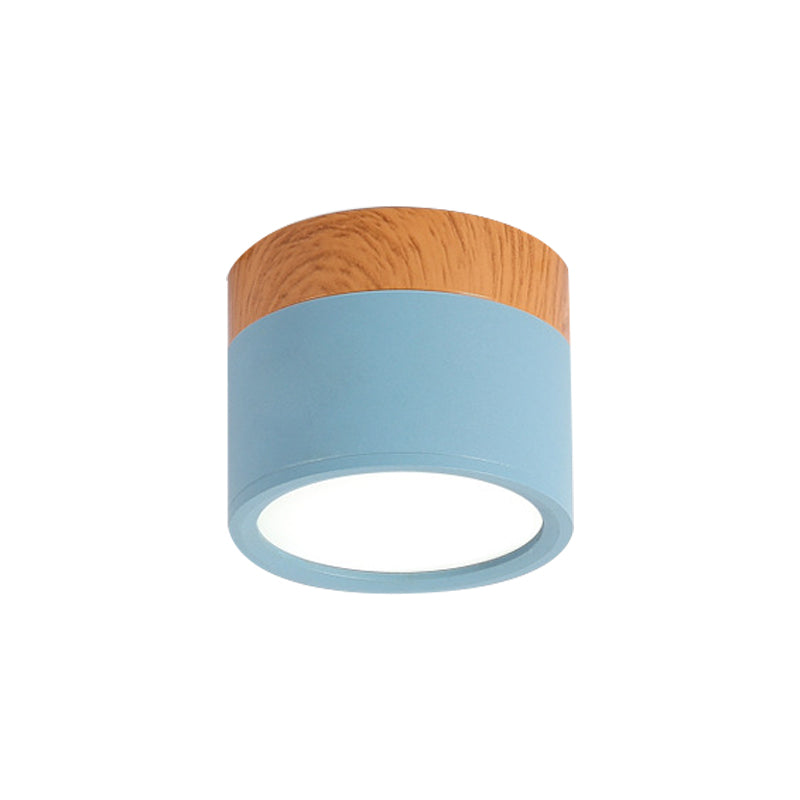 Moderne Macaron Deckenlampe – Kompakte Metall/Holz Deckenleuchte für Küche und Bar in Gelb, Blue und Black