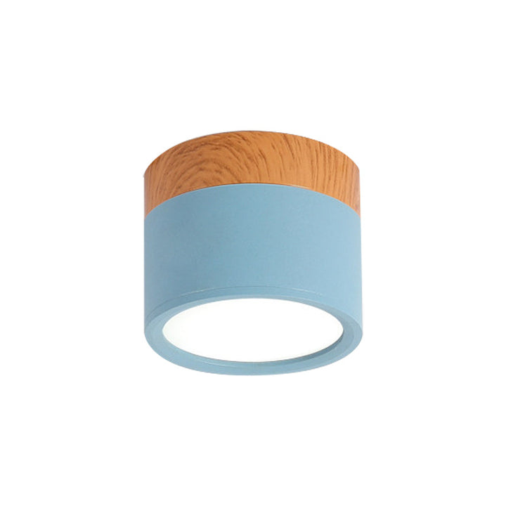 Moderne Macaron Deckenlampe – Kompakte Metall/Holz Deckenleuchte für Küche und Bar in Gelb, Blue und Black