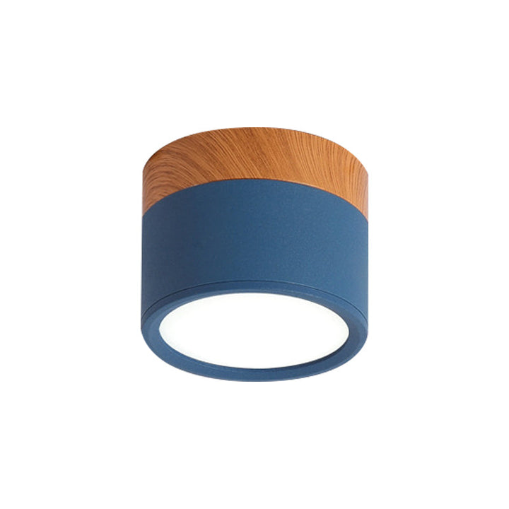 Moderne Macaron Deckenlampe – Kompakte Metall/Holz Deckenleuchte für Küche und Bar in Gelb, Blue und Black