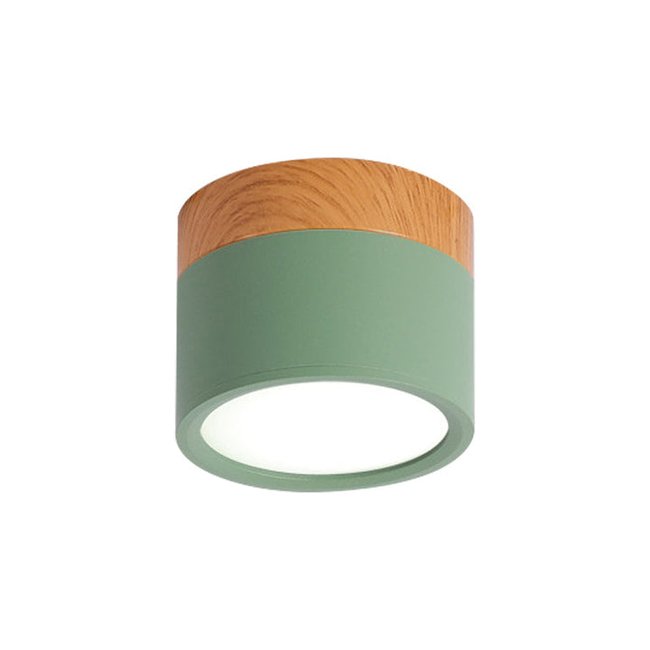 Moderne Macaron Deckenlampe – Kompakte Metall/Holz Deckenleuchte für Küche und Bar in Gelb, Blue und Black