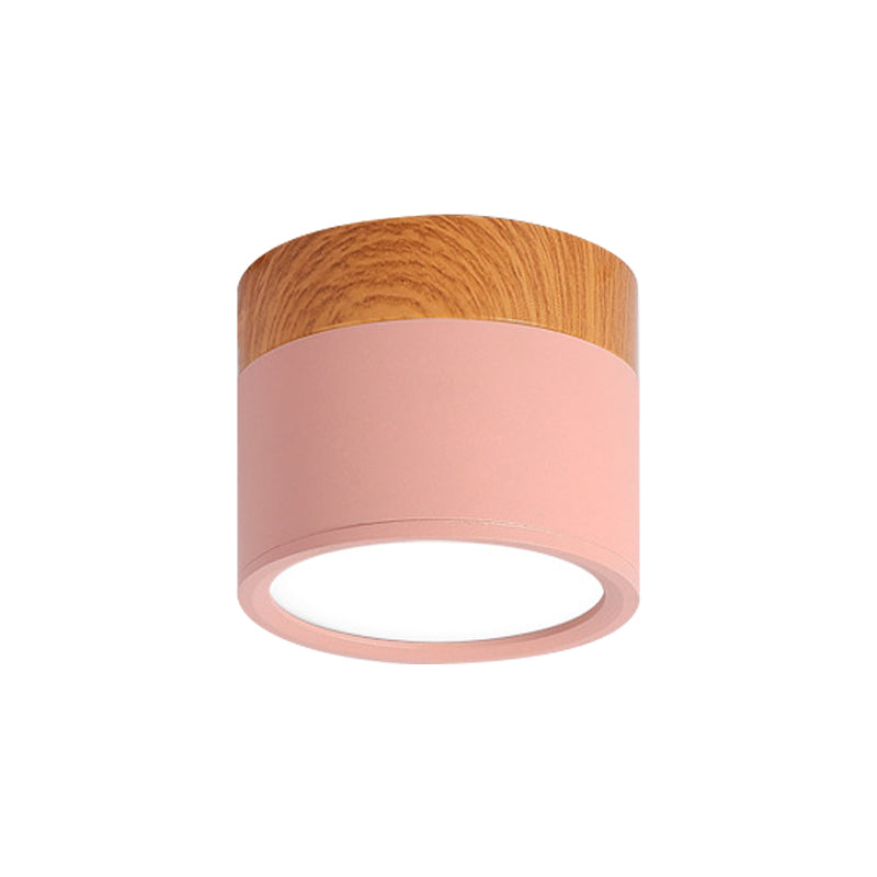 Moderne Macaron Deckenlampe – Kompakte Metall/Holz Deckenleuchte für Küche und Bar in Gelb, Blue und Black