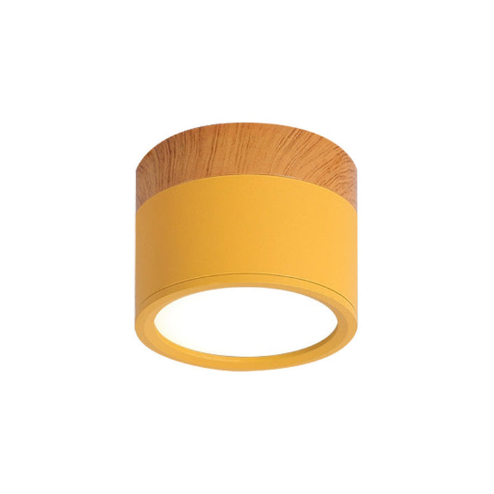 Moderne Macaron Deckenlampe – Kompakte Metall/Holz Deckenleuchte für Küche und Bar in Gelb, Blue und Black