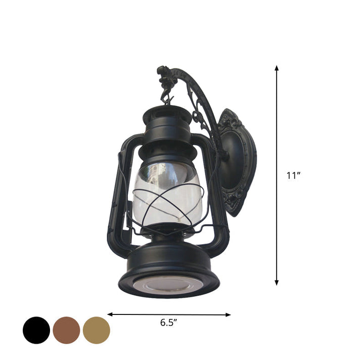 1-Licht Kerosin Wandbeleuchtung Nautisch Schwarz/Kupfer/Bronze Klarglas Wandlampen für das Esszimmer