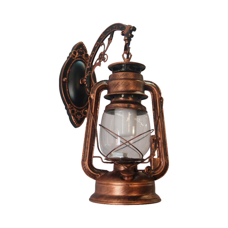 1-Licht Kerosin Wandbeleuchtung Nautisch Schwarz/Kupfer/Bronze Klarglas Wandlampen für das Esszimmer