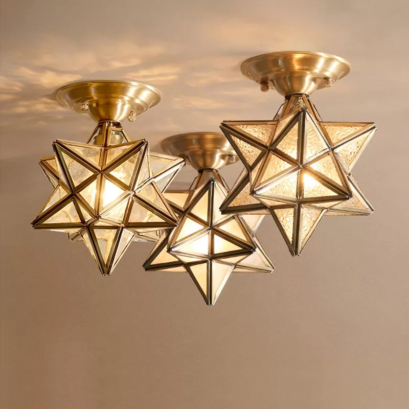 StarLuxe Deckenleuchte - Traditionelle Messing-Deckenlampe mit Glas