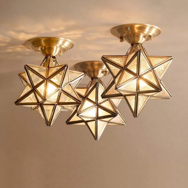 StarLuxe Deckenleuchte - Traditionelle Messing-Deckenlampe mit Glas
