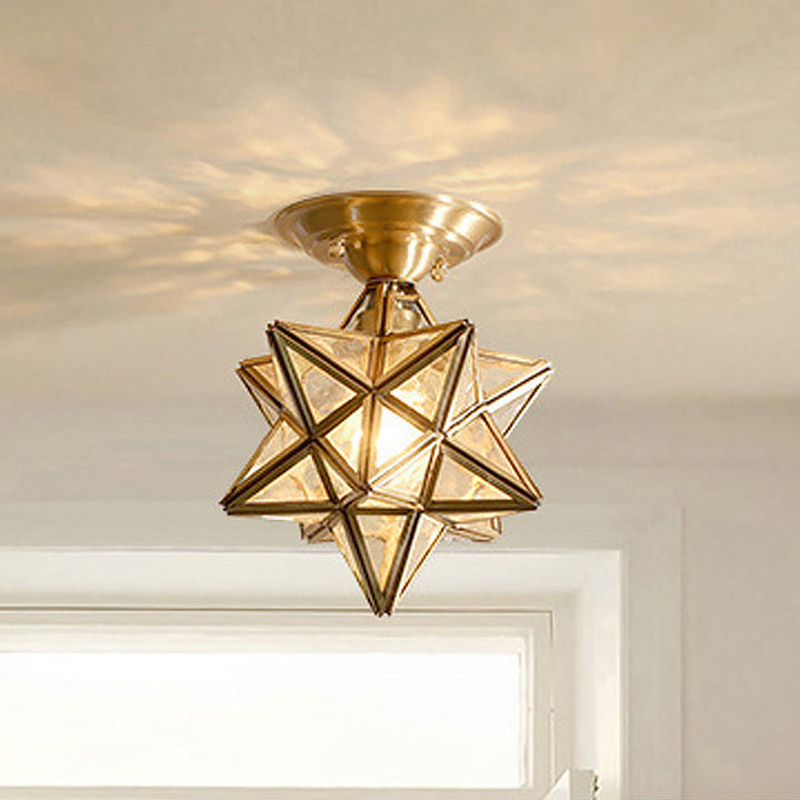 StarLuxe Deckenleuchte - Traditionelle Messing-Deckenlampe mit Glas