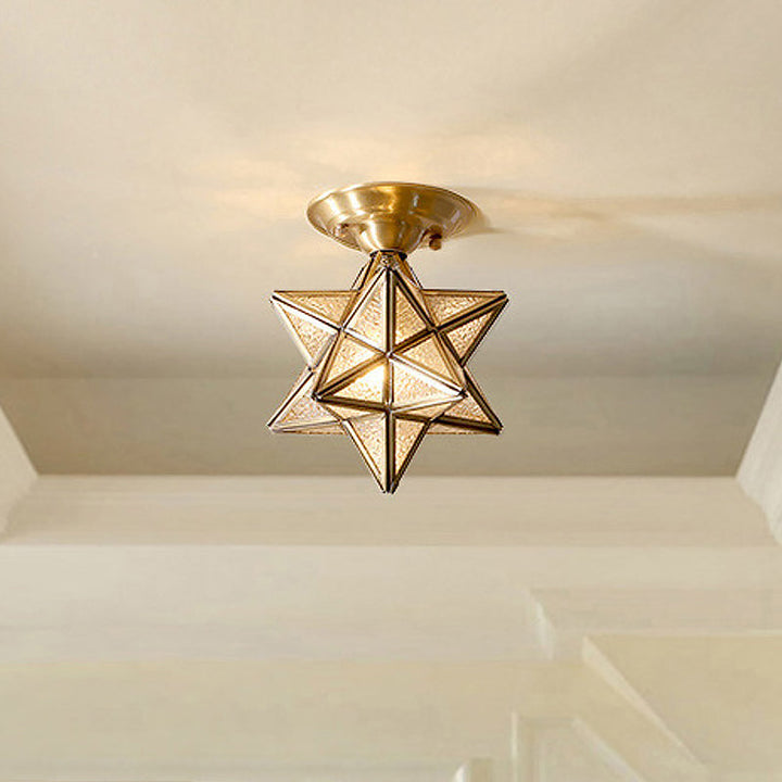 StarLuxe Deckenleuchte - Traditionelle Messing-Deckenlampe mit Glas