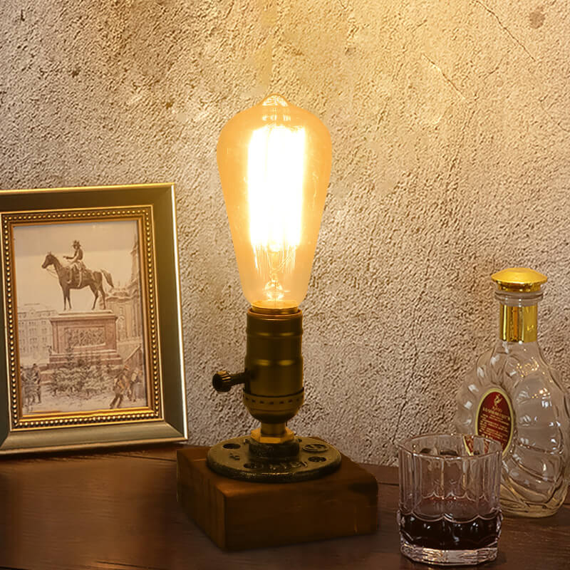 Vintage Industrial Eisen Glühbirne 1-Licht Tischlampe