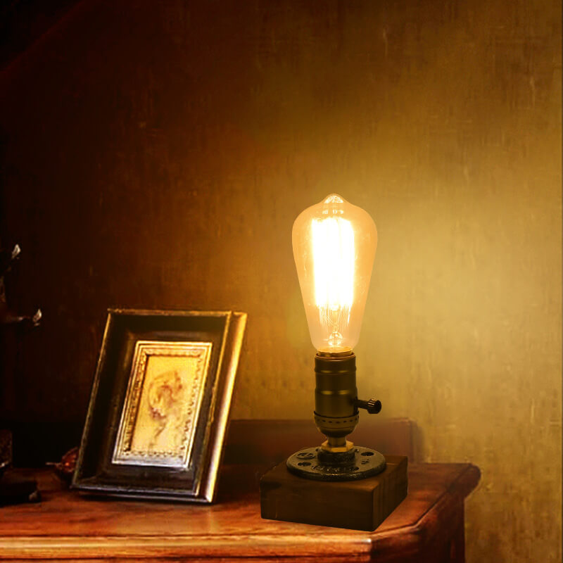 Vintage Industrial Eisen Glühbirne 1-Licht Tischlampe
