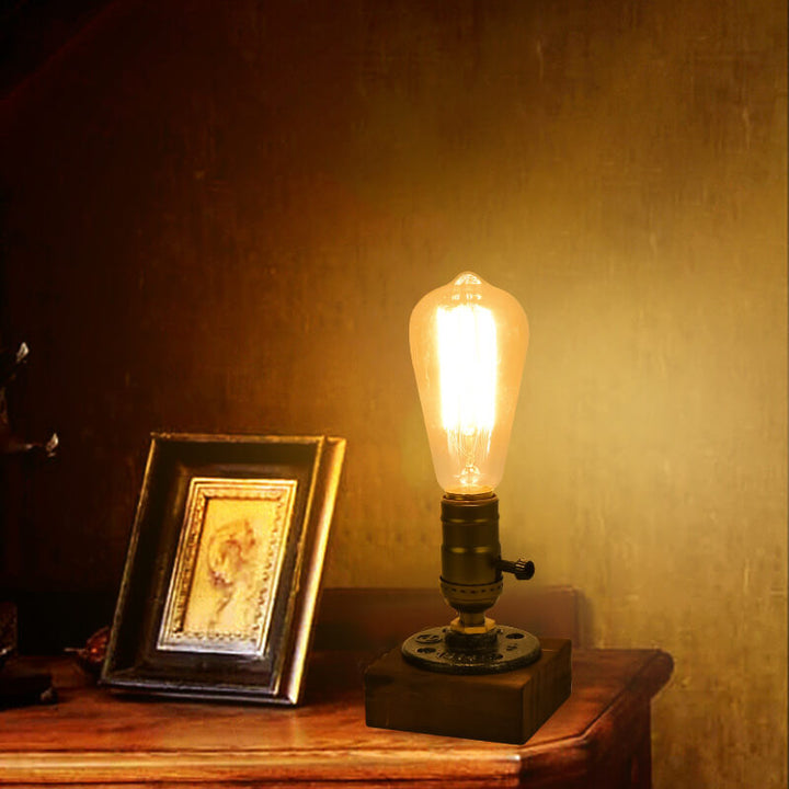 Vintage Industrial Eisen Glühbirne 1-Licht Tischlampe