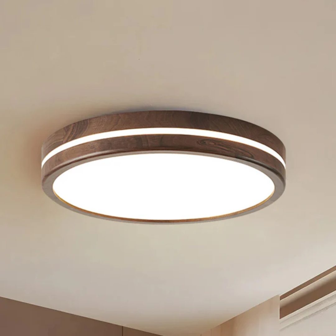 Stilvolle Holz LED-Deckenleuchte