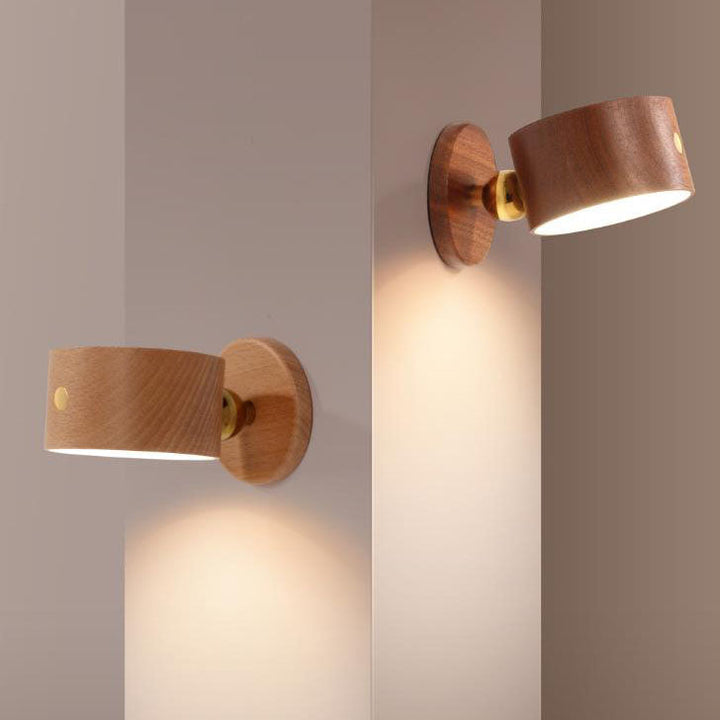 Einfache Holz USB wiederaufladbare Touch-Magnet LED Nachtlicht Wand sconces Lampe
