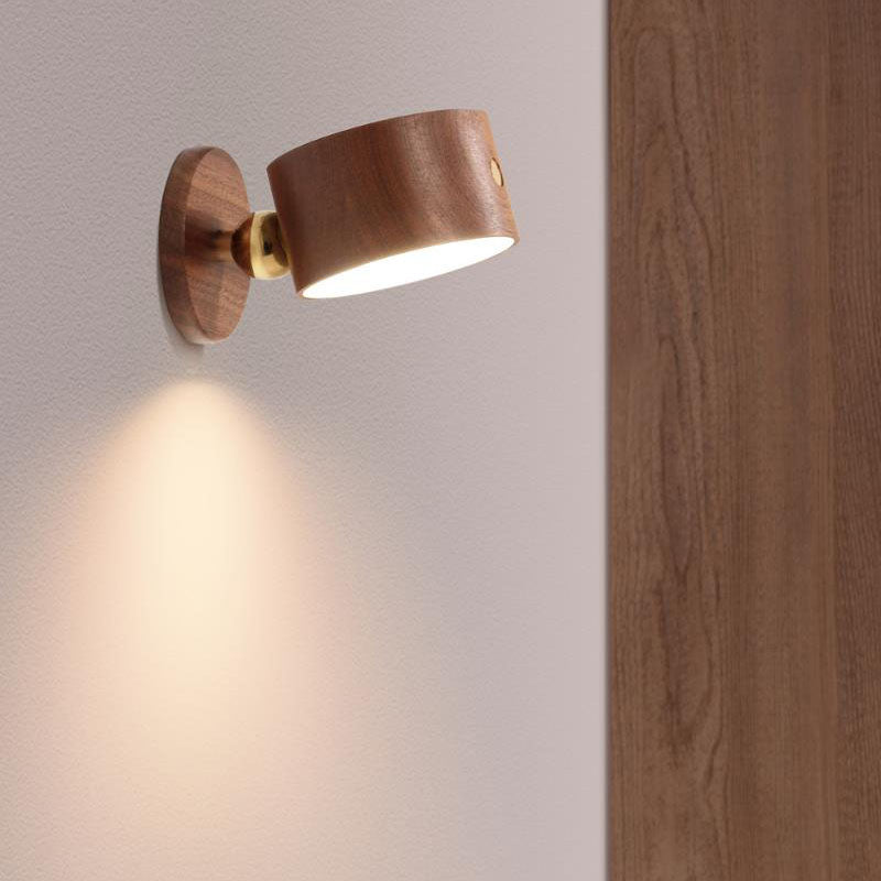 Einfache Holz USB wiederaufladbare Touch-Magnet LED Nachtlicht Wand sconces Lampe