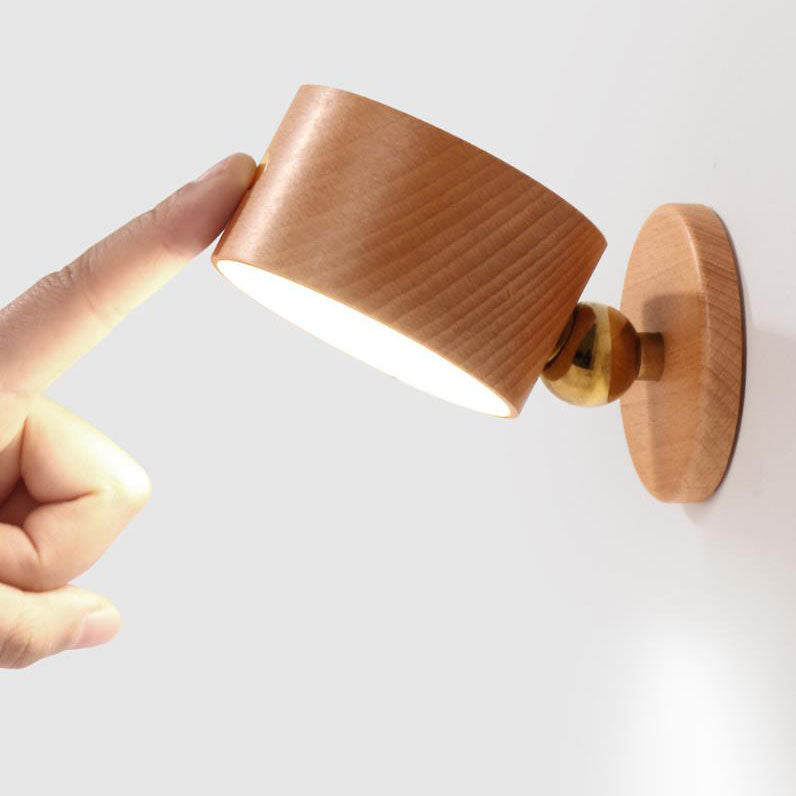 Einfache Holz USB wiederaufladbare Touch-Magnet LED Nachtlicht Wand sconces Lampe