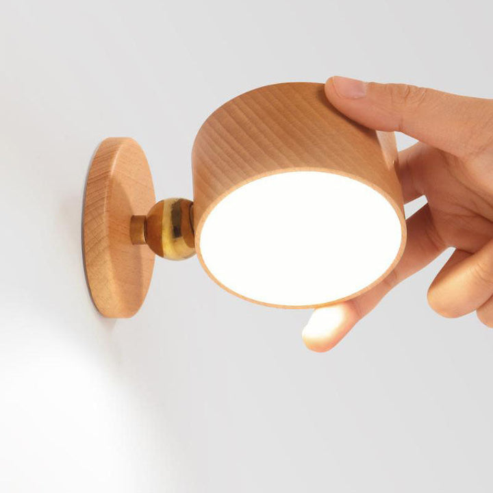 Einfache Holz USB wiederaufladbare Touch-Magnet LED Nachtlicht Wand sconces Lampe