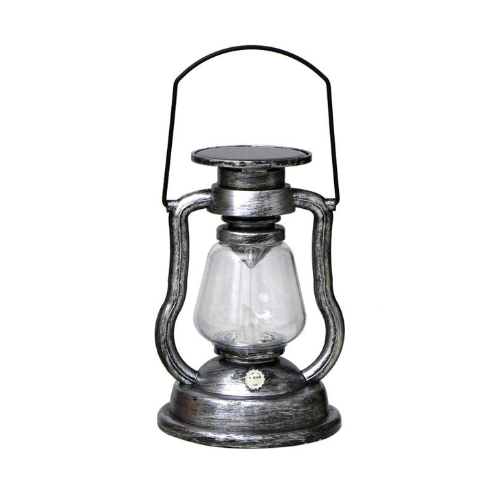 Antique-inspirierte Solar-LED-Laterne mit Glasglocke und Metallgriff