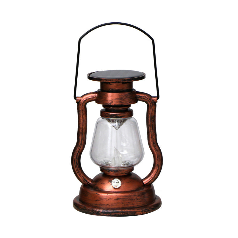 Antique-inspirierte Solar-LED-Laterne mit Glasglocke und Metallgriff