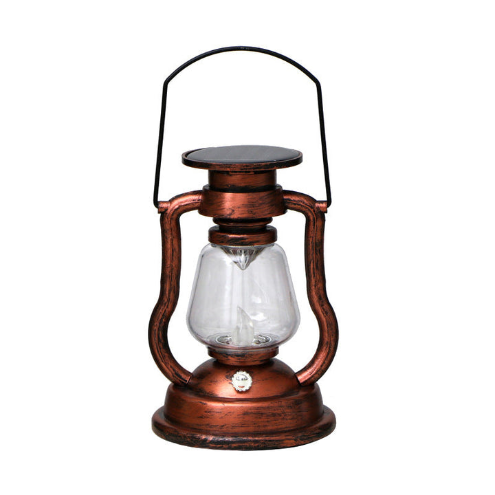 Vintage Stil Solar LED Hurrikanlaterne Mit Glasdrucker Und Metallgriff