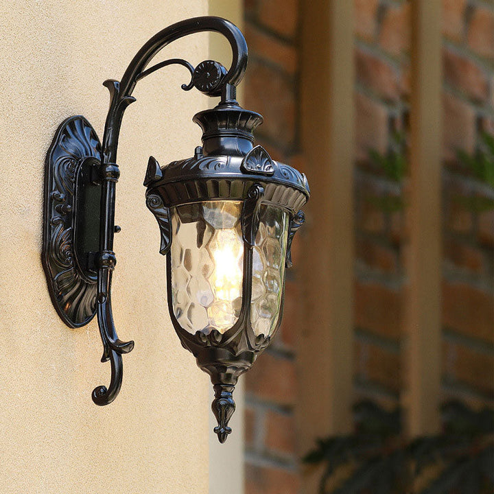 Schwarze Glocken-Wandleuchte Klassisches Rippen-Glas 1 Glühbirne Innenhof-Wandbeleuchtung für Außen