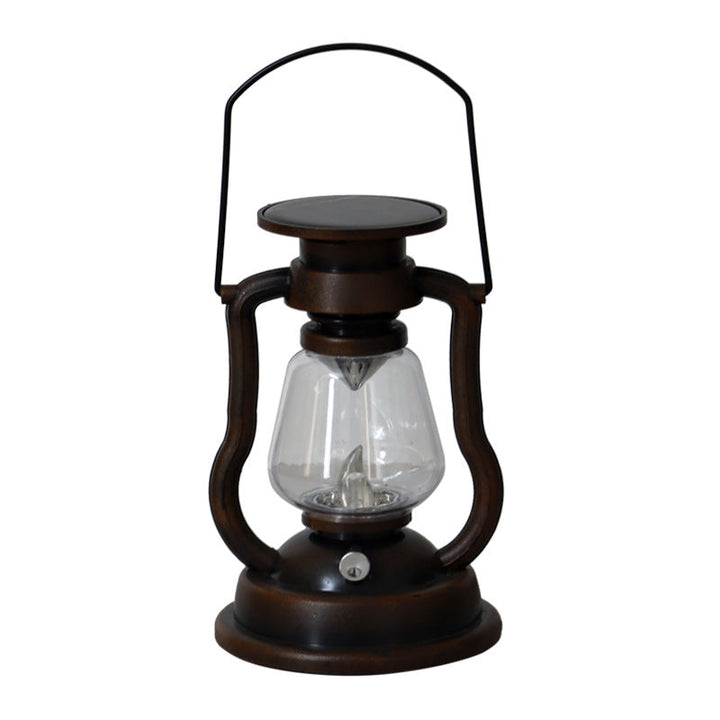Antique-inspirierte Solar-LED-Laterne mit Glasglocke und Metallgriff