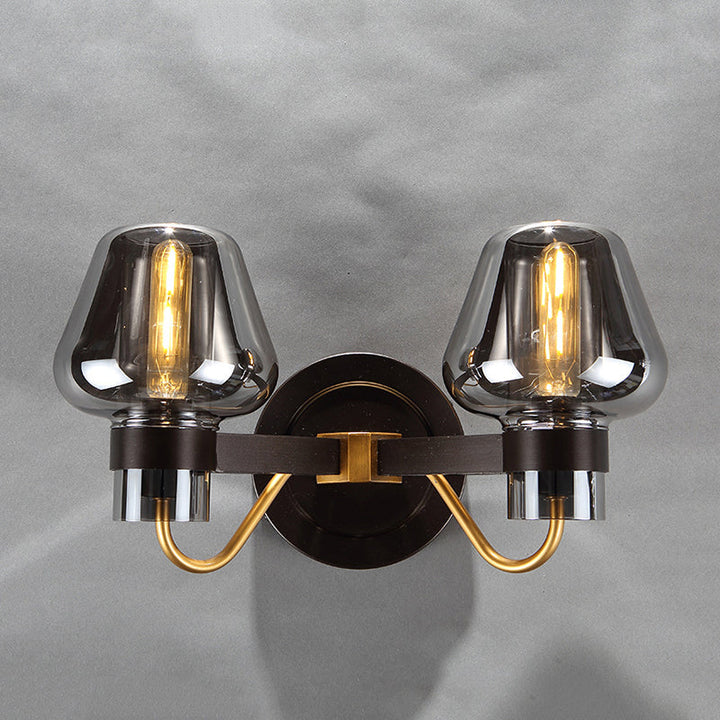 2-Licht Wandbeleuchtung mit Pilzschirm Rauchglas Moderne Schlafzimmer Wandlampe Beleuchtungseinrichtung