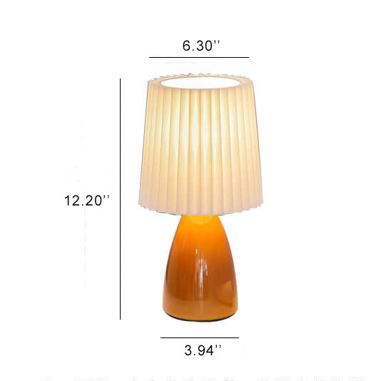Skandinavische Retro-Tischlampe mit gefaltetem Schirm und Glasbasis