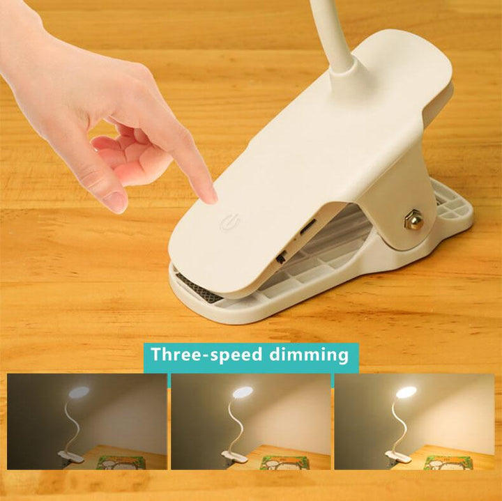 Einfache LED Clip Schreibtischlampe Wiederaufladbar Augen Schutz Nachtlicht