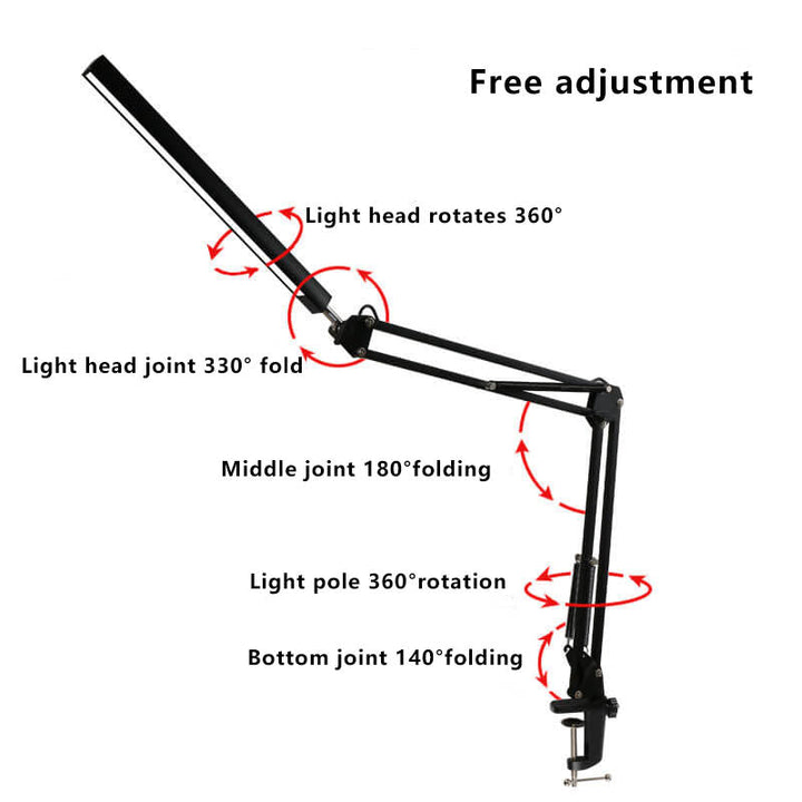 LED faltbare lange Arm Clip Augenschutz USB Lese Tischlampe