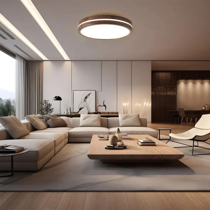 Stilvolle Holz LED-Deckenleuchte