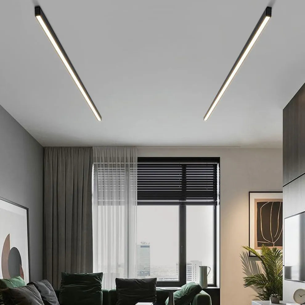 Schwarze Metall-Deckenlampe LED Linear Minimalistisches modernes Design