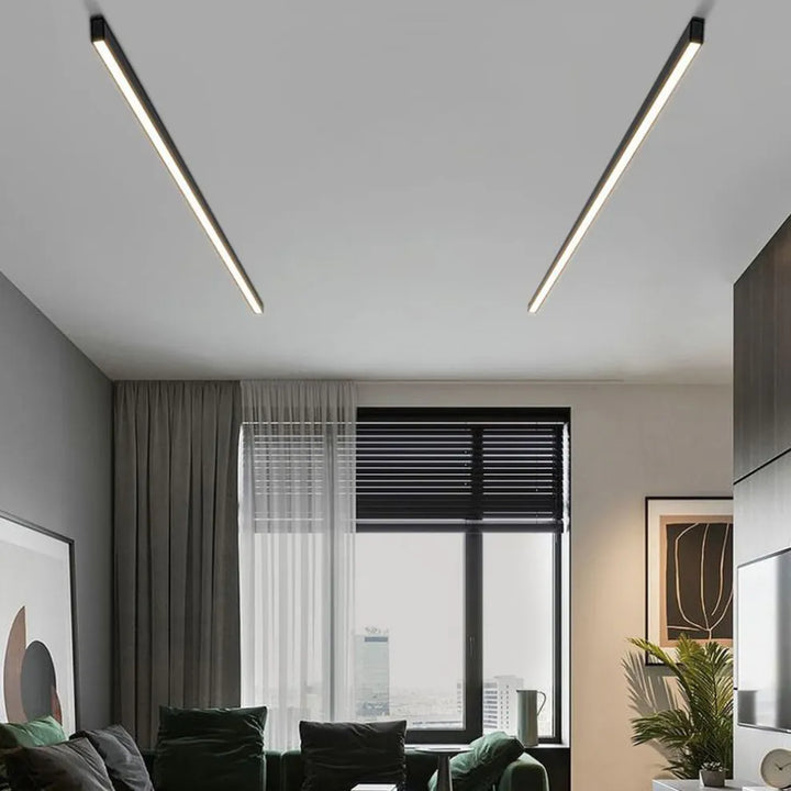 Schwarze Metall-Deckenlampe LED Linear Minimalistisches modernes Design