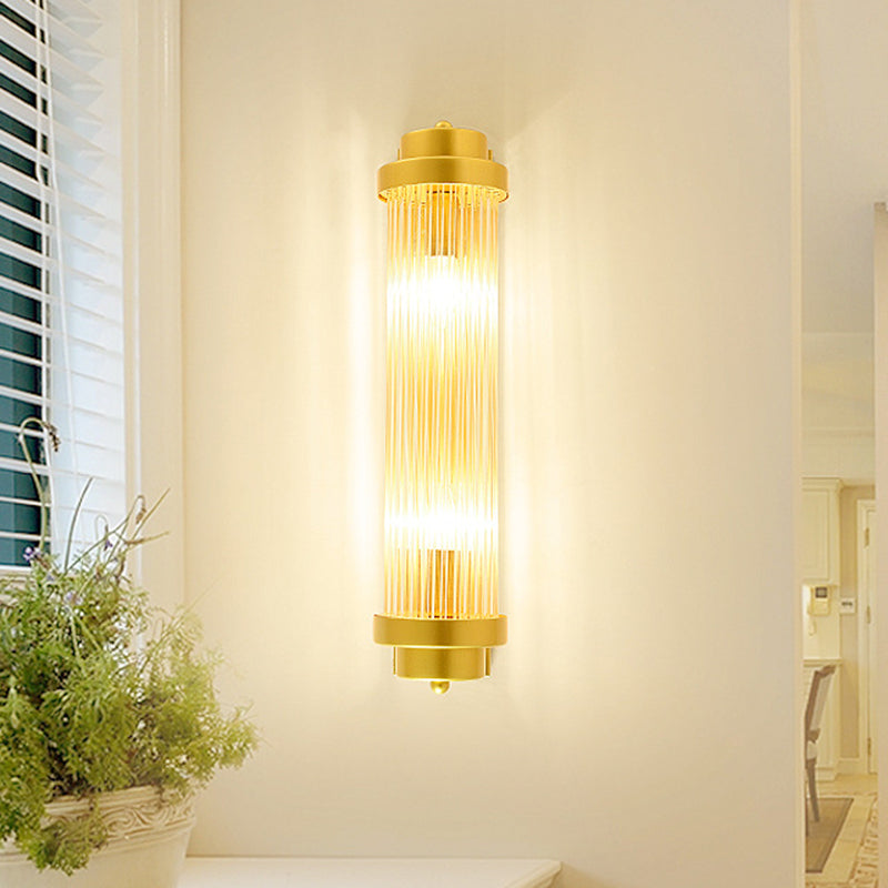 Zylinder Schlafzimmer Wandlampe Wandleuchte Vintage Klarglas 2 Köpfe Gold LED Wandbeleuchtung Fixture