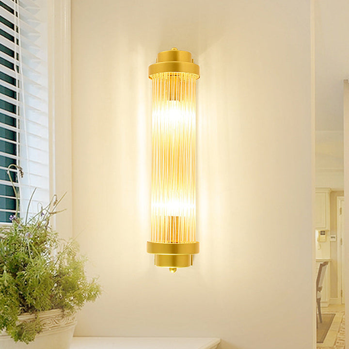 Zylinder Schlafzimmer Wandlampe Wandleuchte Vintage Klarglas 2 Köpfe Gold LED Wandbeleuchtung Fixture